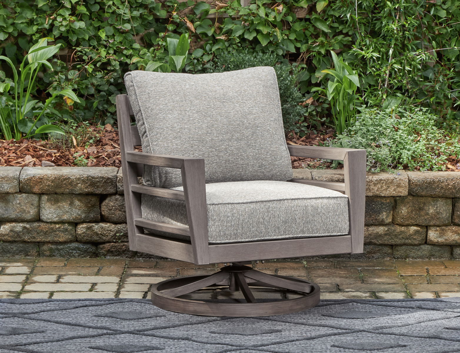 Hillside Barn - Swivel Lounge W/ Cushion - Gray / Brown - Image 6