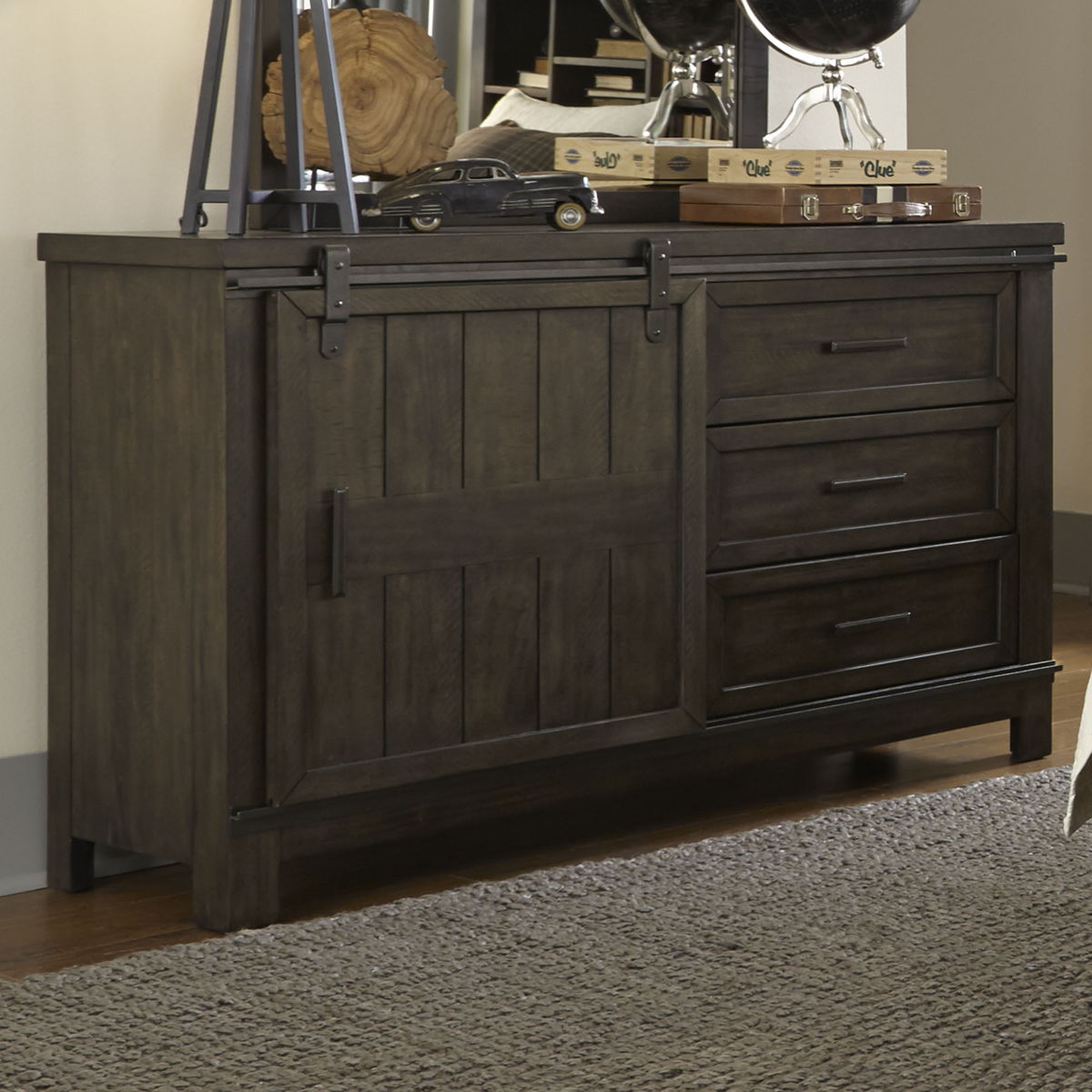 Thornwood Hills - Barn Door Dresser - Dark Brown - Image 2