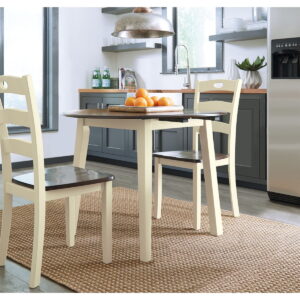 Woodanville - Round DRM Drop Leaf Table - Cream / Brown