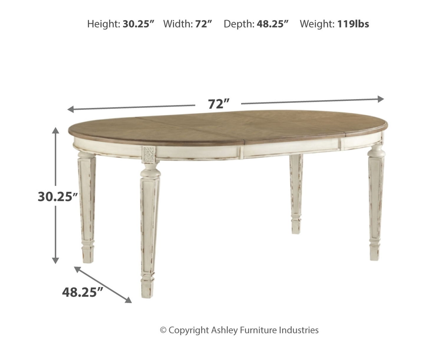Realyn - Oval Dining Room Extension Table - Chipped White - Image 5