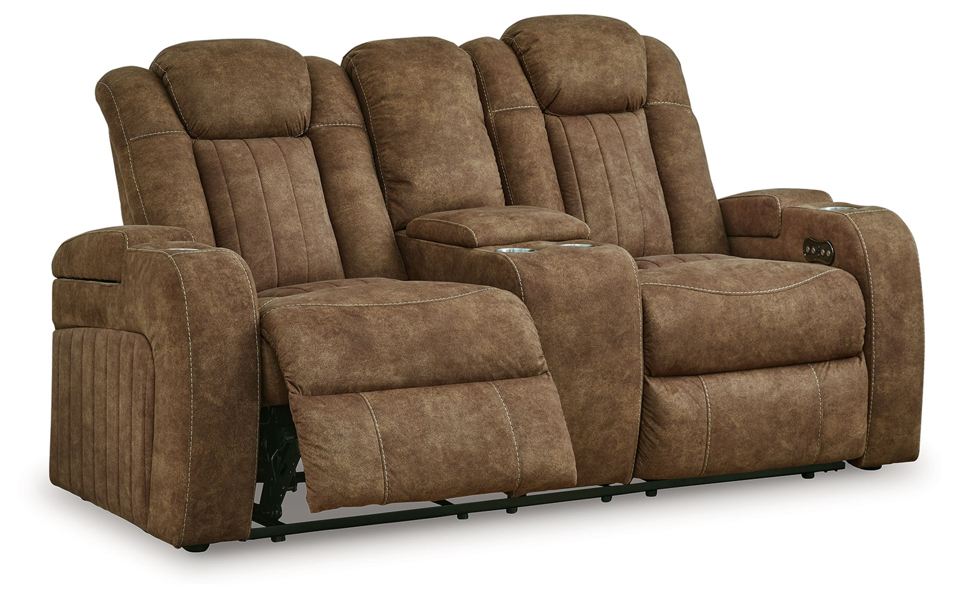 Wolfridge - Power Reclining Loveseat With Console /Adj Hdrst - Brindle - Image 4