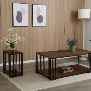Vertex - Rectangular 3 Piece Occasional Set (1 Coffee & 2 End Tables) - Brown / Black