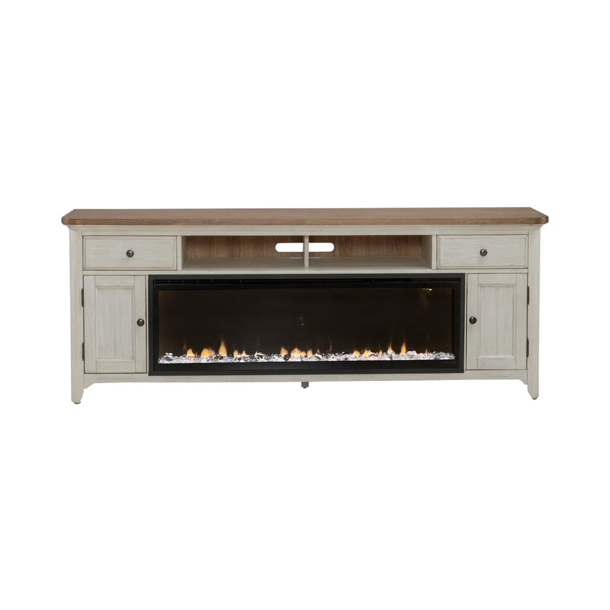 Fireplace TV Consoles - 652 80" Console With Fire FT - White - Image 6