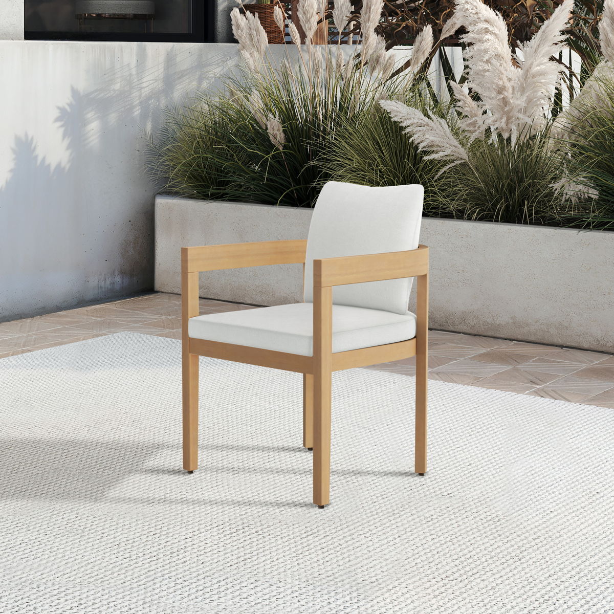 Wesley - Patio Side Chair With Cushion - White - Image 4