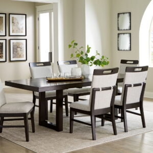 Neymorton - 7 Pc. - Rectangular Extension Table, 6 Side Chairs - Dark Grayish Brown