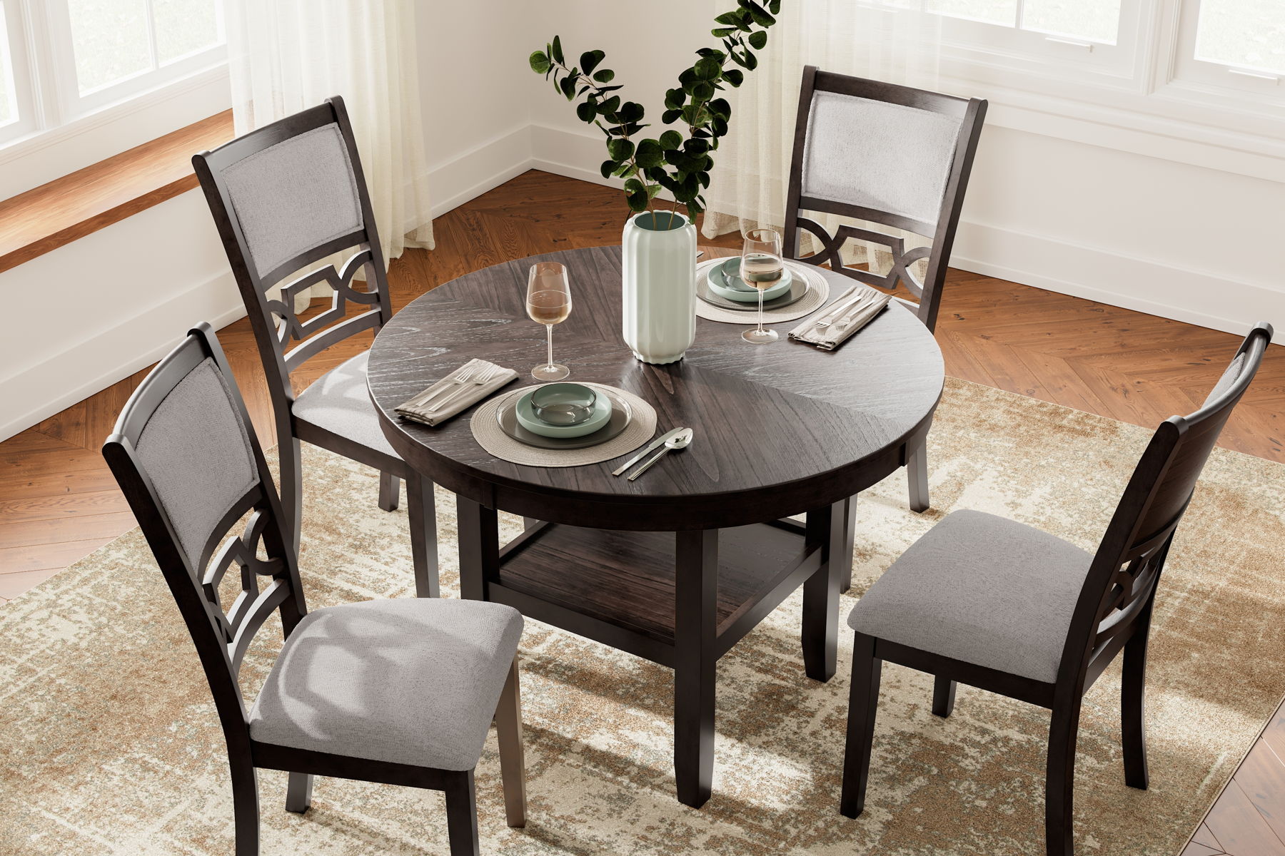 Langwest - Dining Room Table Set (Set of 5) - Brown - Image 4