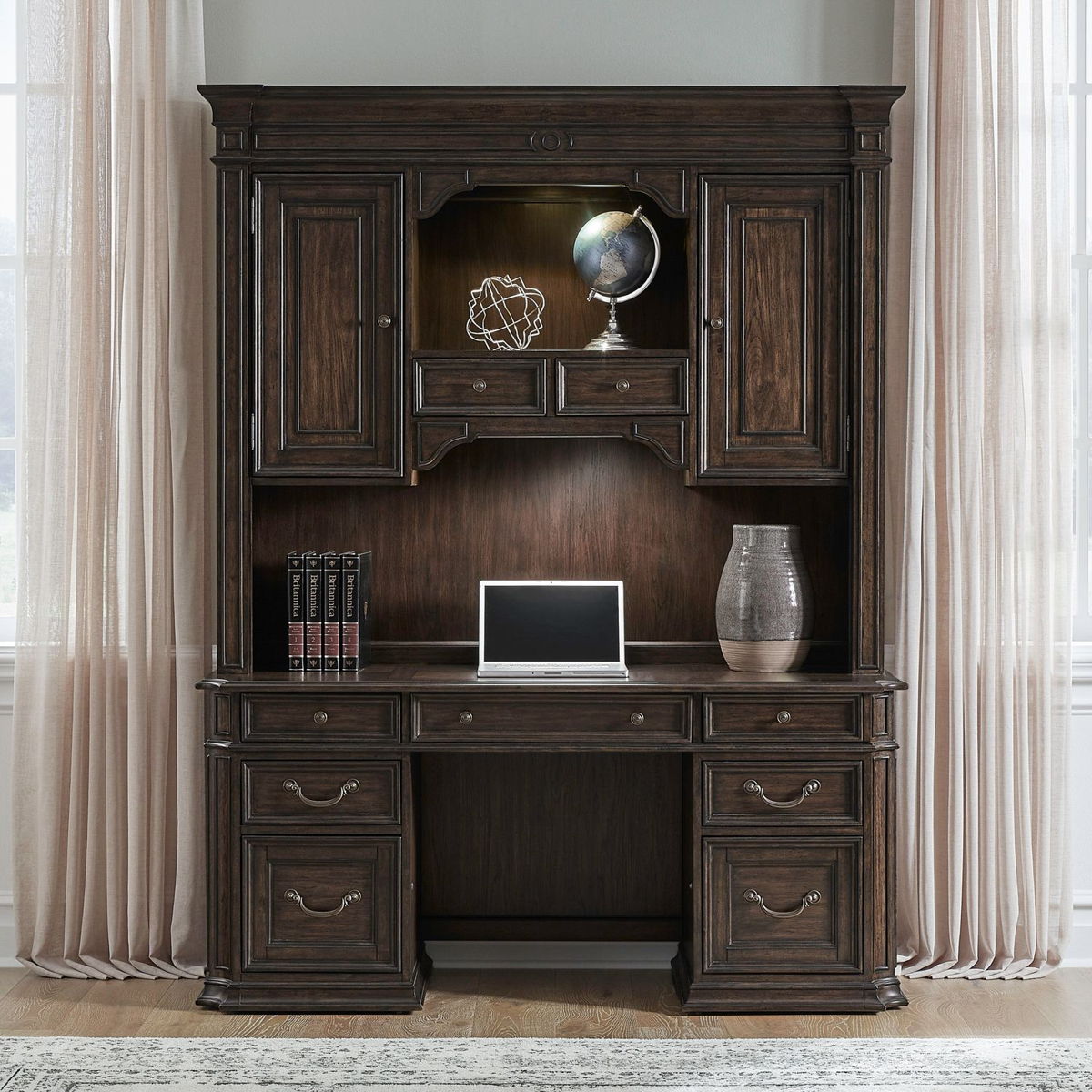 Provence Park - Credenza & Hutch - Chateau Brown