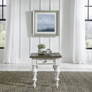 River Place - End Table - Riverstone White & Tobacco