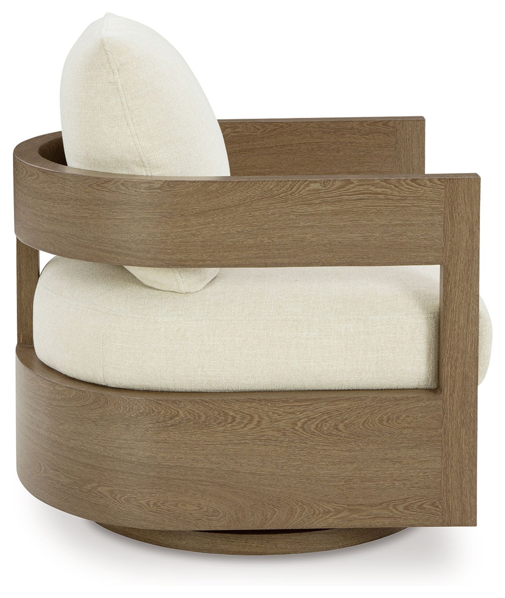 Serene Bay - Swivel Glider Chair With Cushion - Dark Brown / White - Image 7