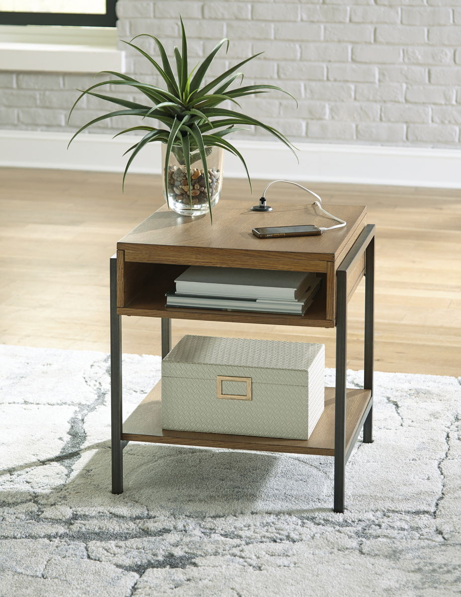 Fridley - Rectangular End Table - Brown / Black - Image 7