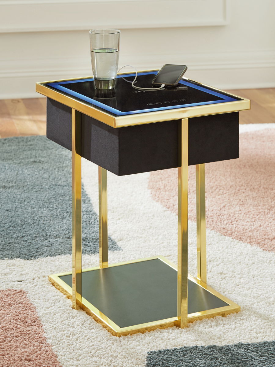Rexwell - Accent Table With Speaker - Black / Gold Finish - Image 6