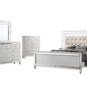 Valentino - Queen 5 Piece Bedroom Set(Bed, Dresser, Mirror, Chest) - White
