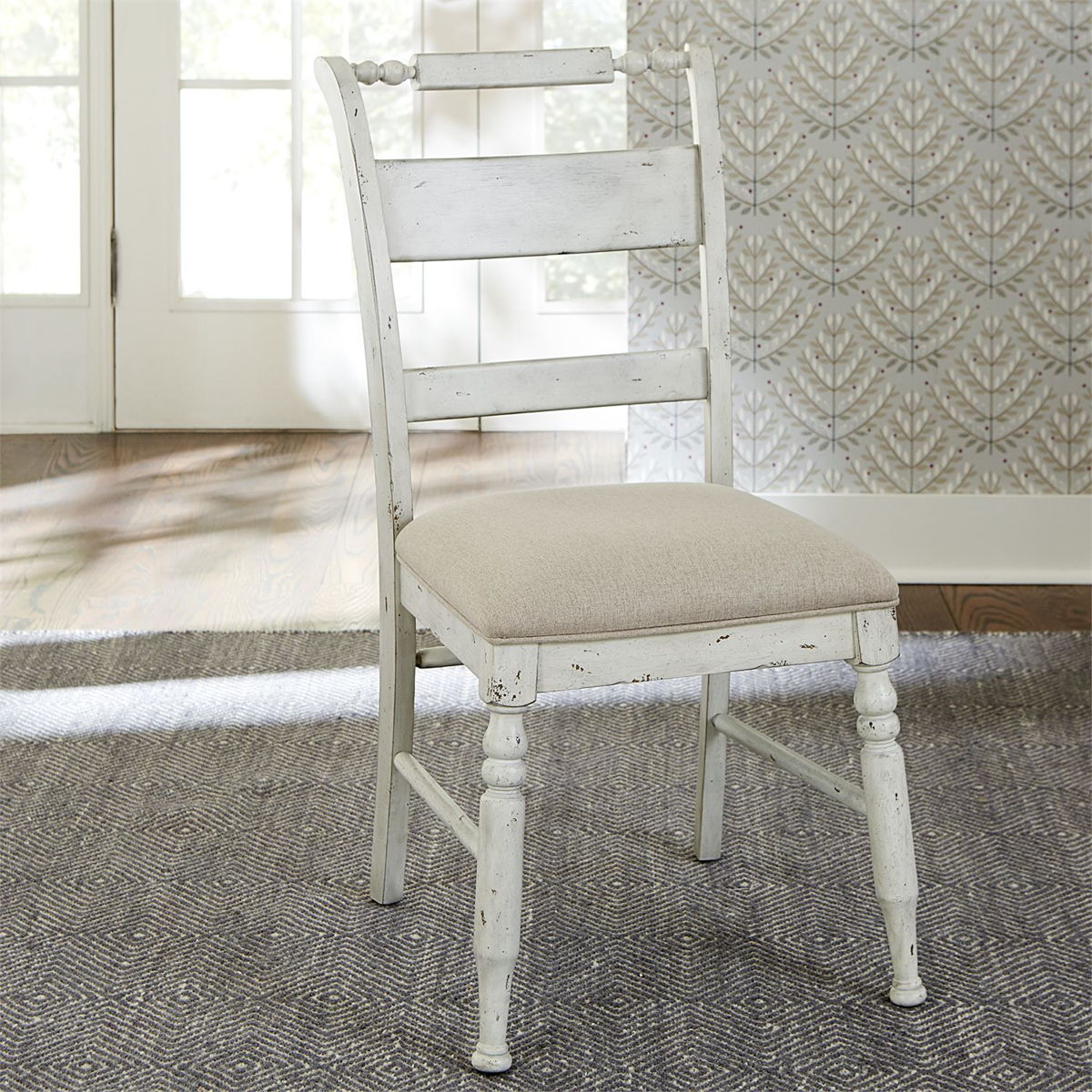 Whitney - Slat Back Side Chair - Antique Linen / Weathered Gray - Image 5