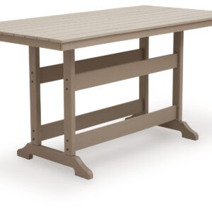 Seacliff Beach - Rectangular Counter Height Dining Table With Umbrella Option - Medium Brown