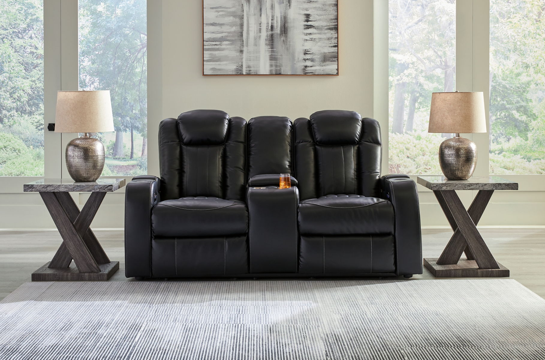 Caveman Den - Power Reclining Loveseat with Console/ Adj Hdrst - Midnight - Image 11