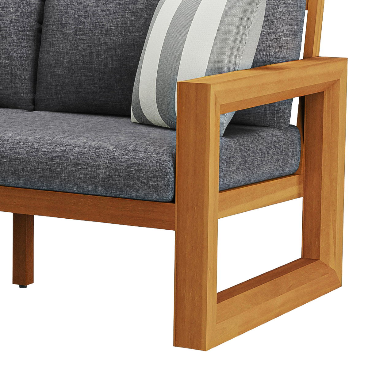 Bristol - Bay Wood Outdoor Sofa With Cushions - Natural / Brown / Gray - Image 7