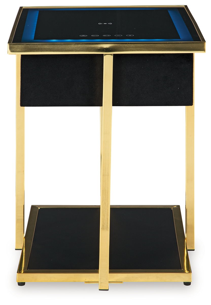 Rexwell - Accent Table With Speaker - Black / Gold Finish - Image 2