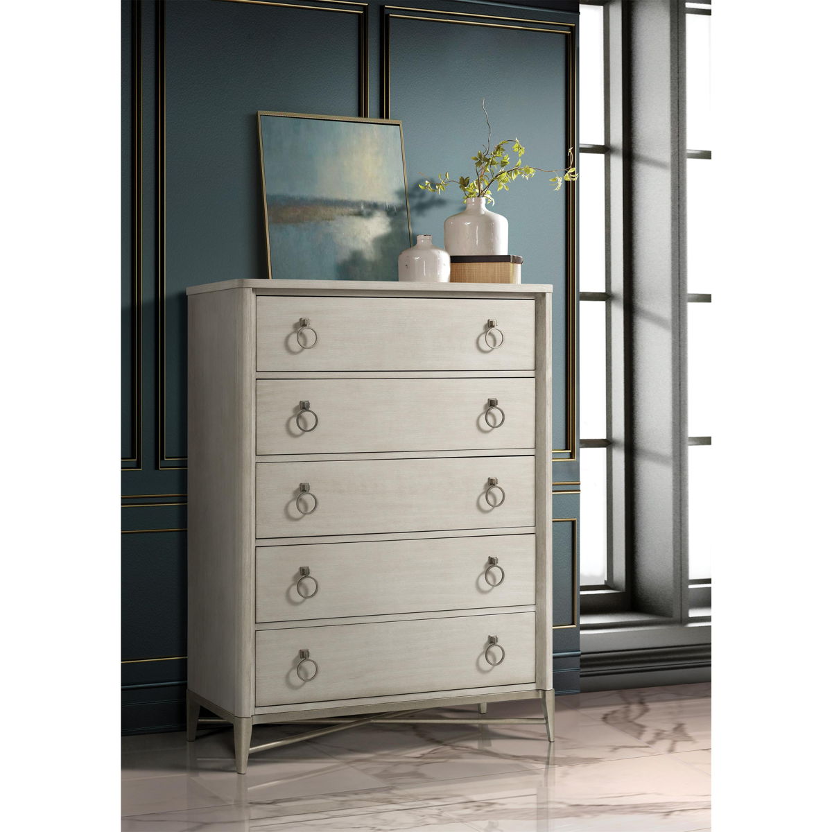 Maisie - 5 Drawer Chest - Champagne - Image 4