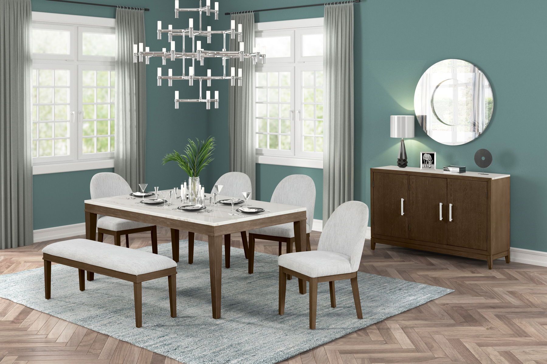 Essence - 54" Round Dining Table With Marble Top - Image 2