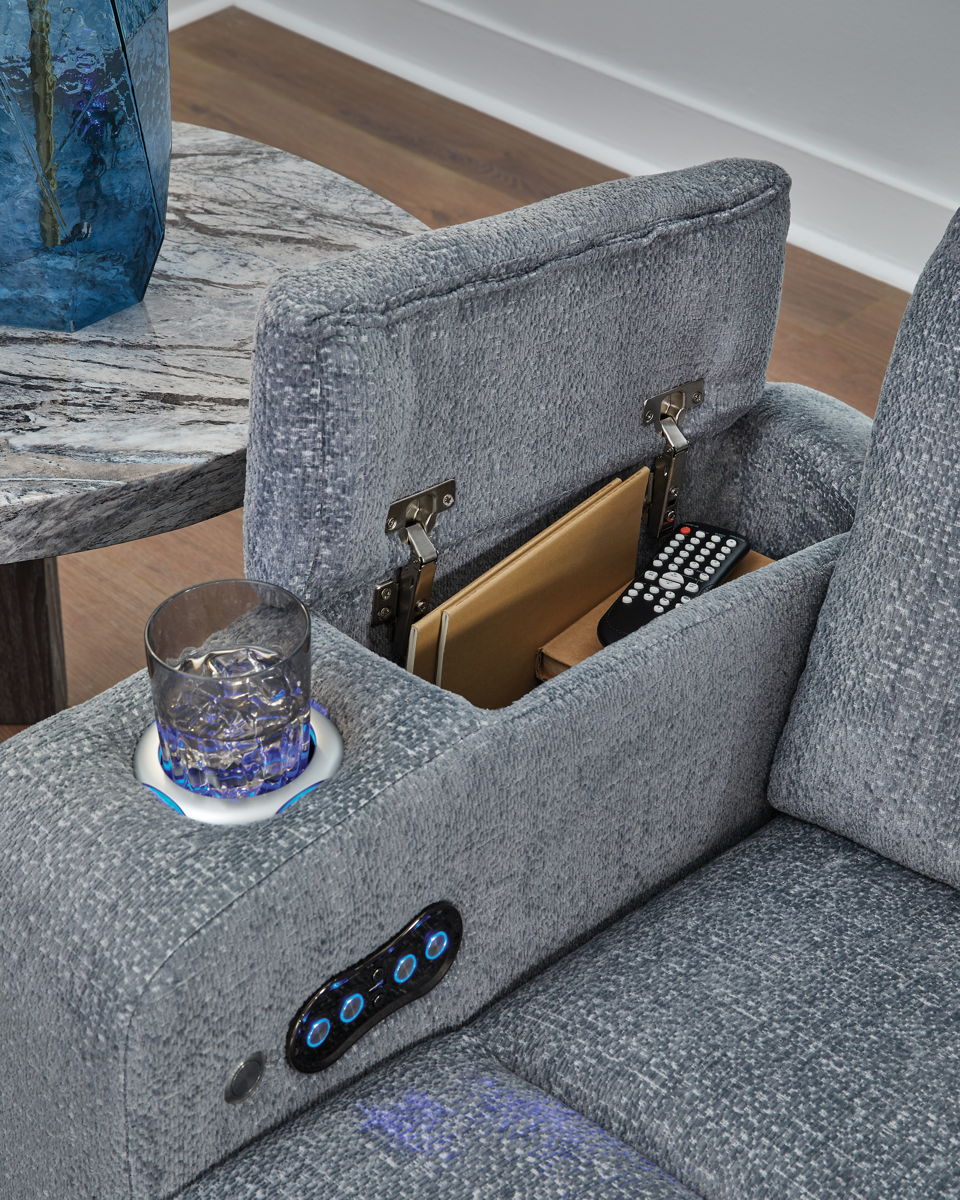 Studio Cave - Power Reclining Sofa - Steel - Image 8
