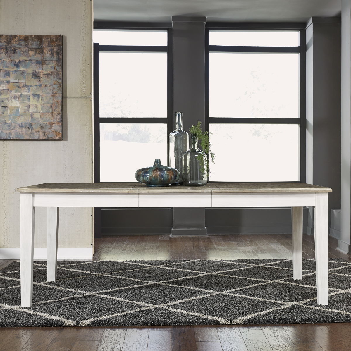 Summerville - Rectangular Leg Table - Soft White Wash / Wirebrushed Gray