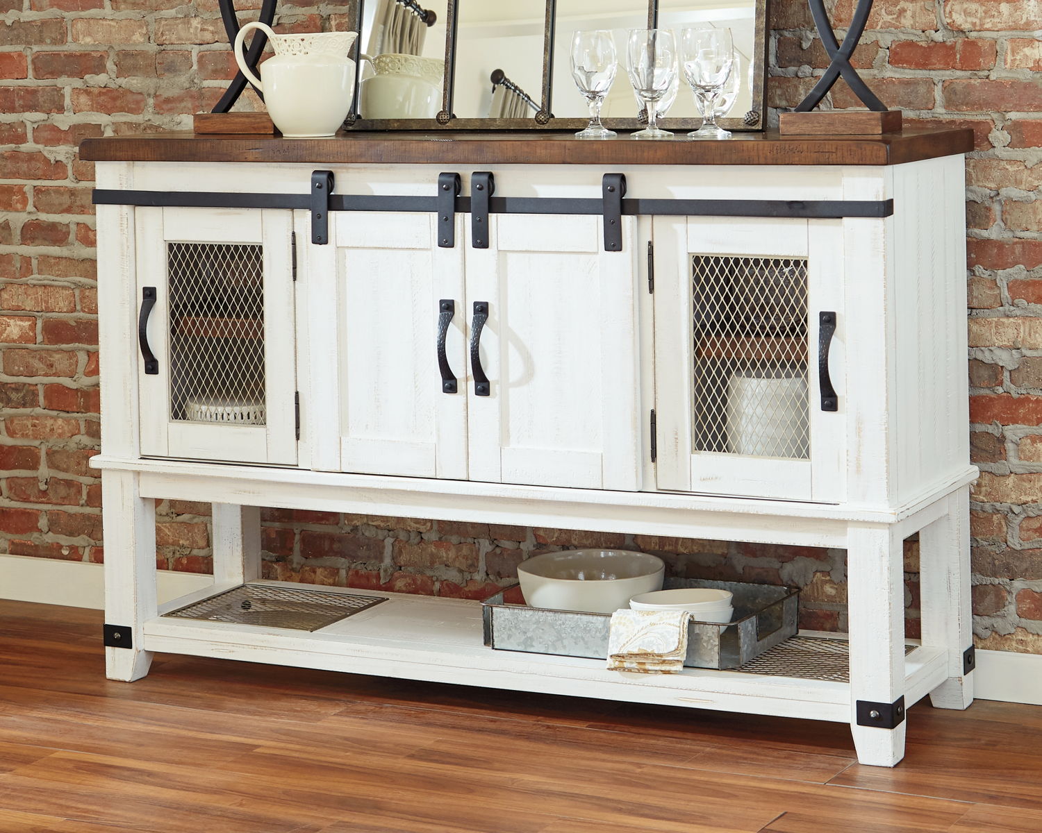 Valebeck - Dining Room Server - White / Brown - Image 5