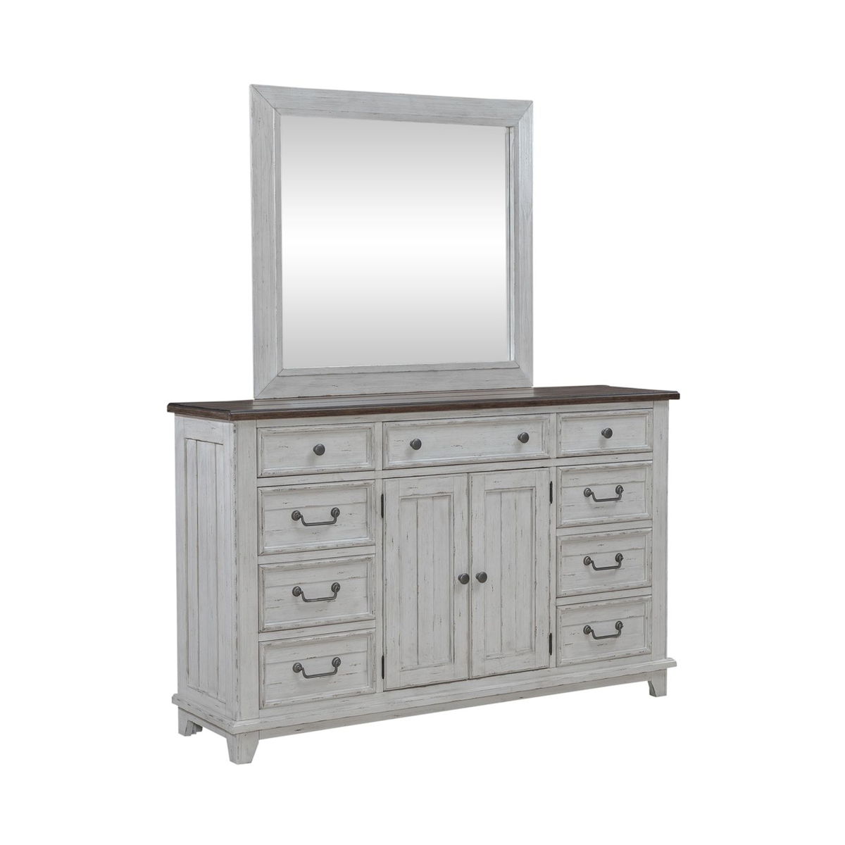 River Place - Dresser & Mirror - Riverstone White & Tobacco - Image 4