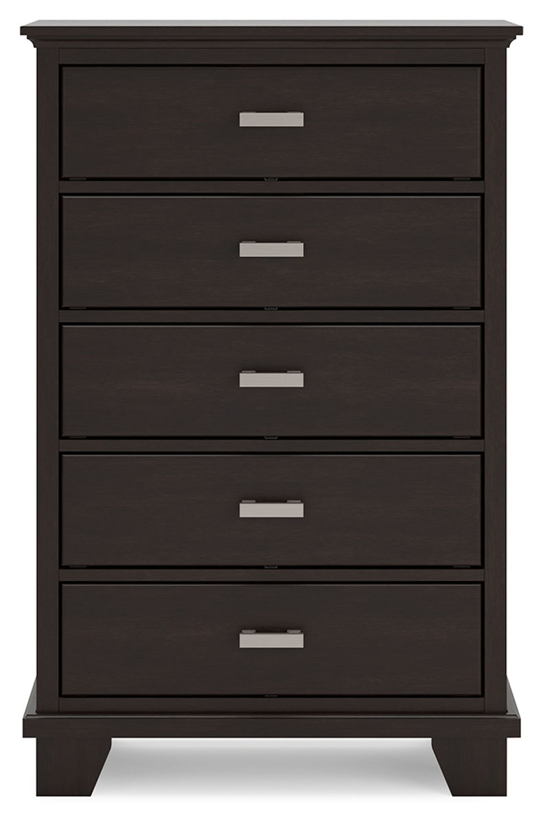 Covetown - Five Drawer Chest - Dark Brown - Image 4