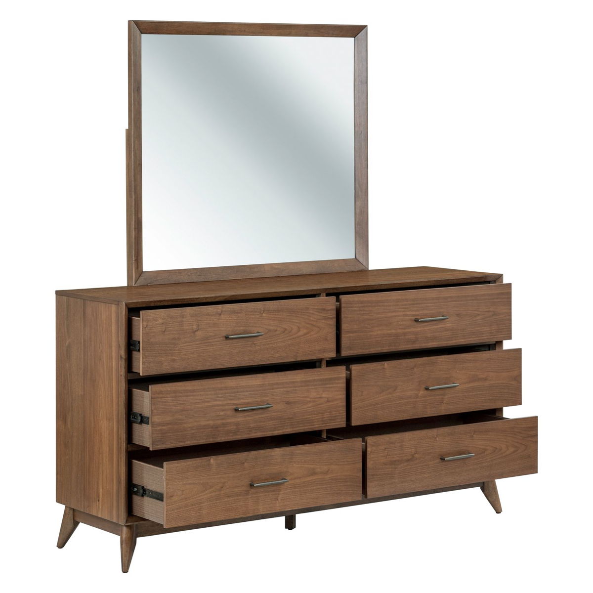 Century Modern - Dresser & Mirror - Walnut - Image 6