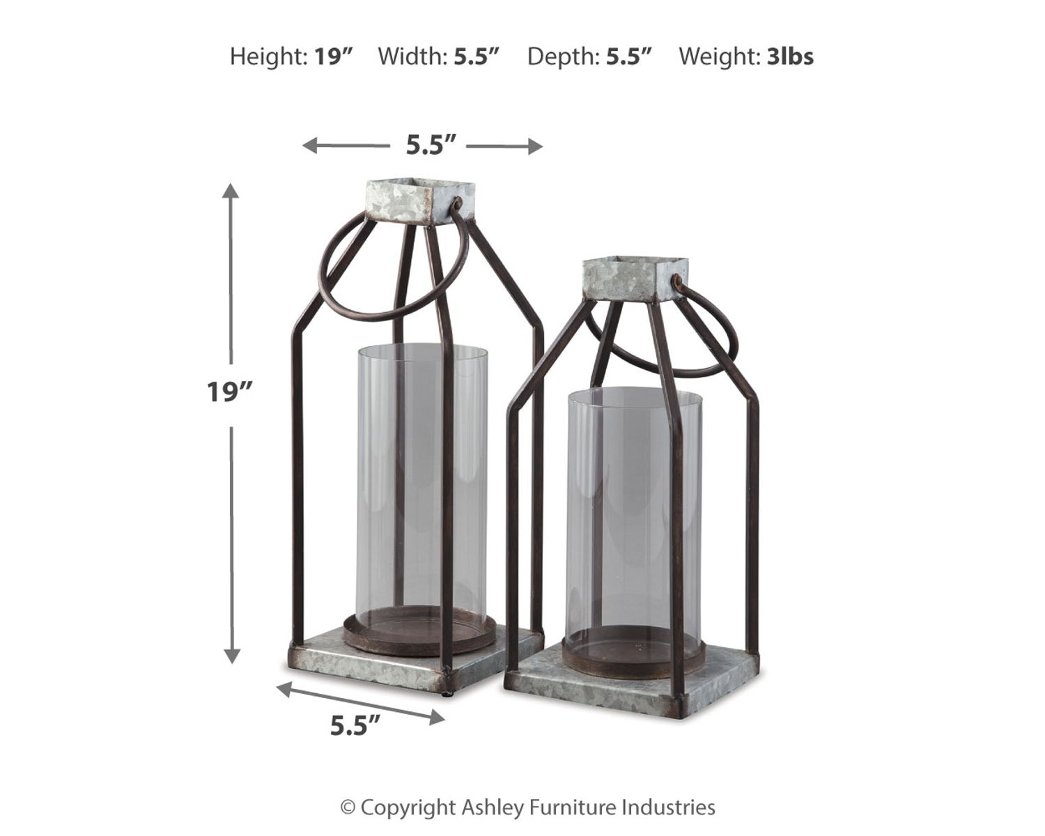 Diedrick - Lantern Set (Set of 2) - Gray / Black - Image 4
