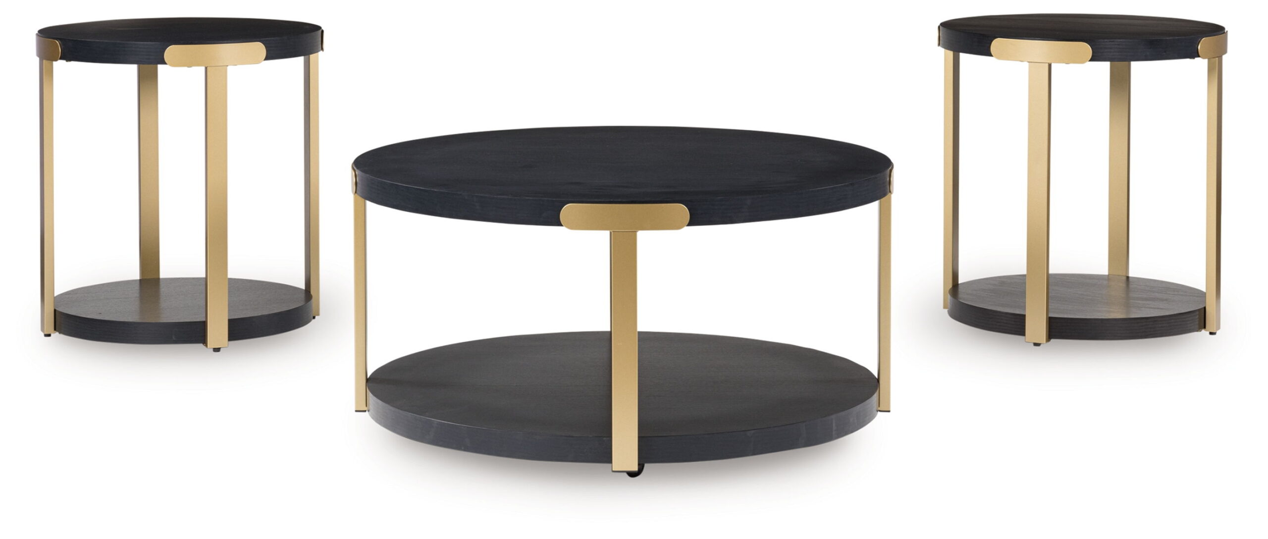 Shylore - Occasional Table Set (Set of 3) - Black / Brass Finish - Image 7