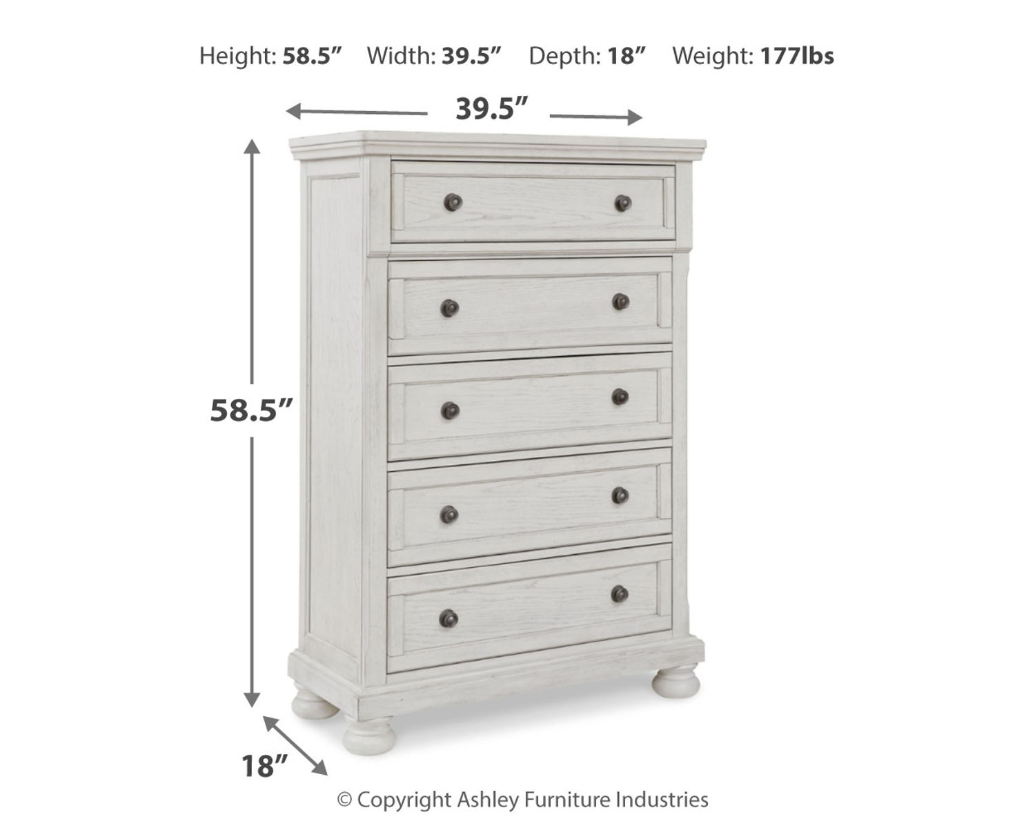 Robbinsdale - Five Drawer Chest - Antique White - Image 6