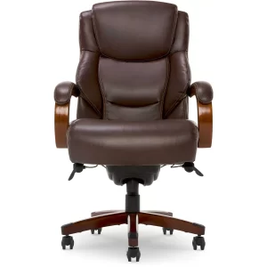 Delano Big & Tall Executive Office Chair, Chestnut Brown with Mahogany Wood