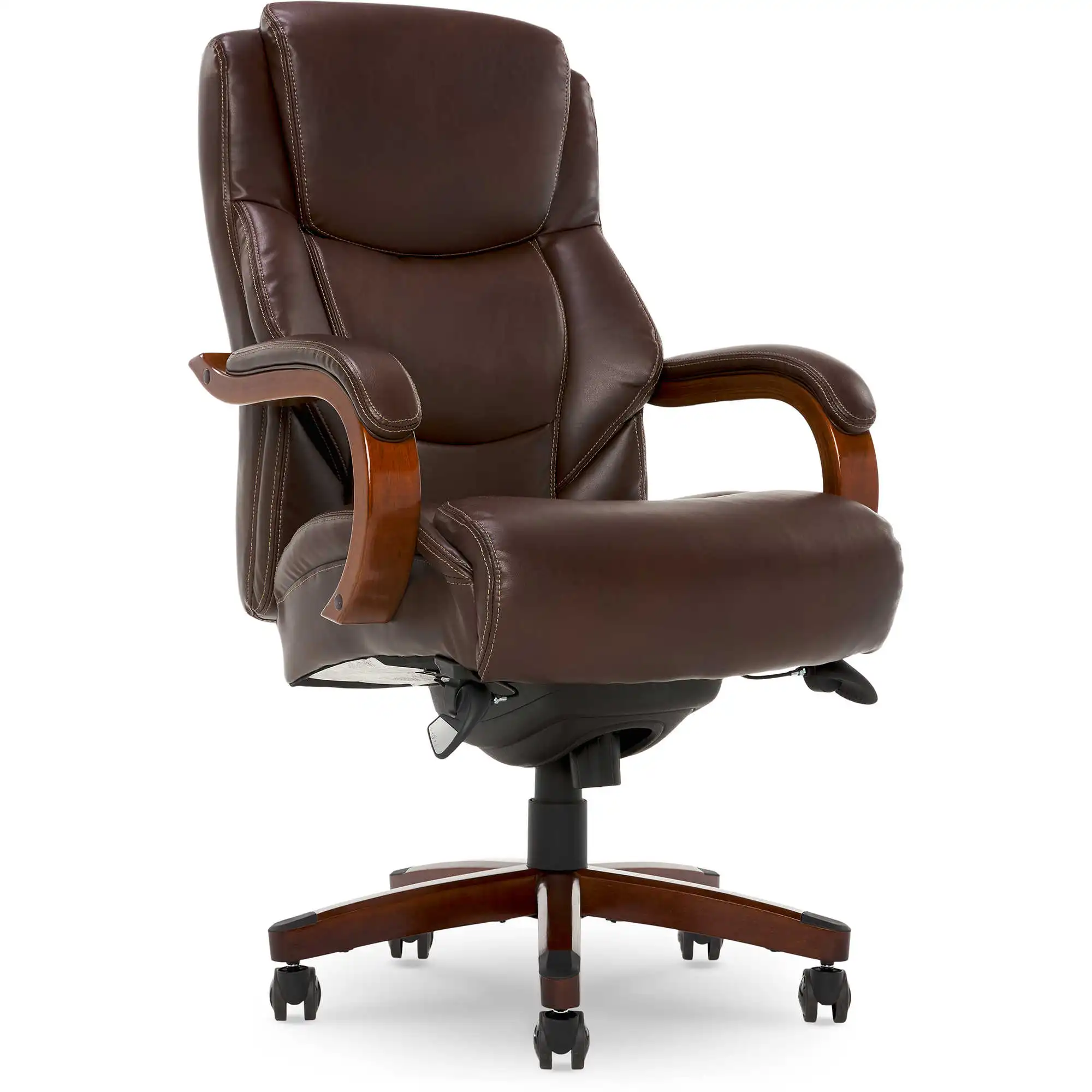 Delano Big & Tall Executive Office Chair, Chestnut Brown with Mahogany Wood - Image 2
