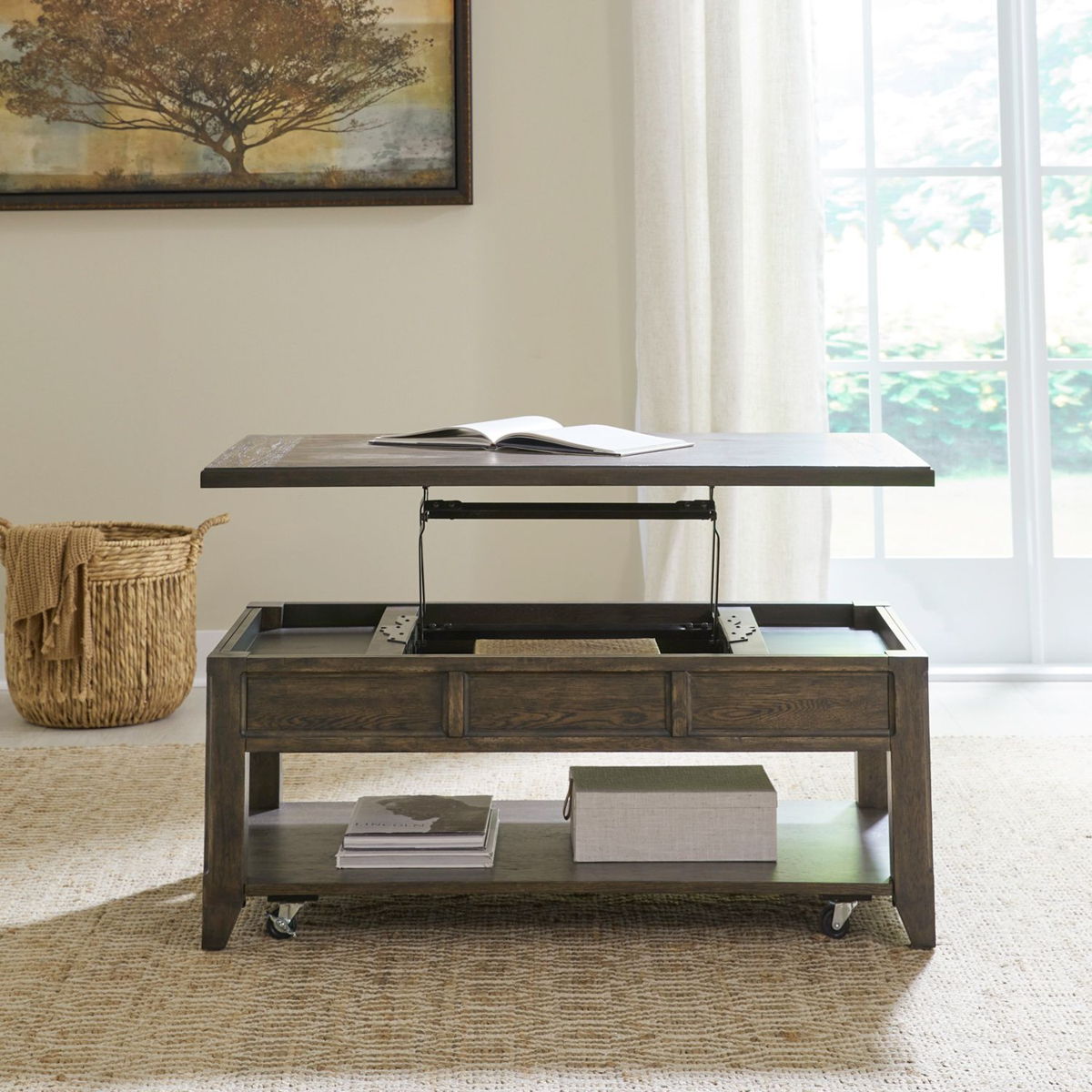 Paradise Valley - Lift Top Cocktail Table - Saddle Brown - Image 5