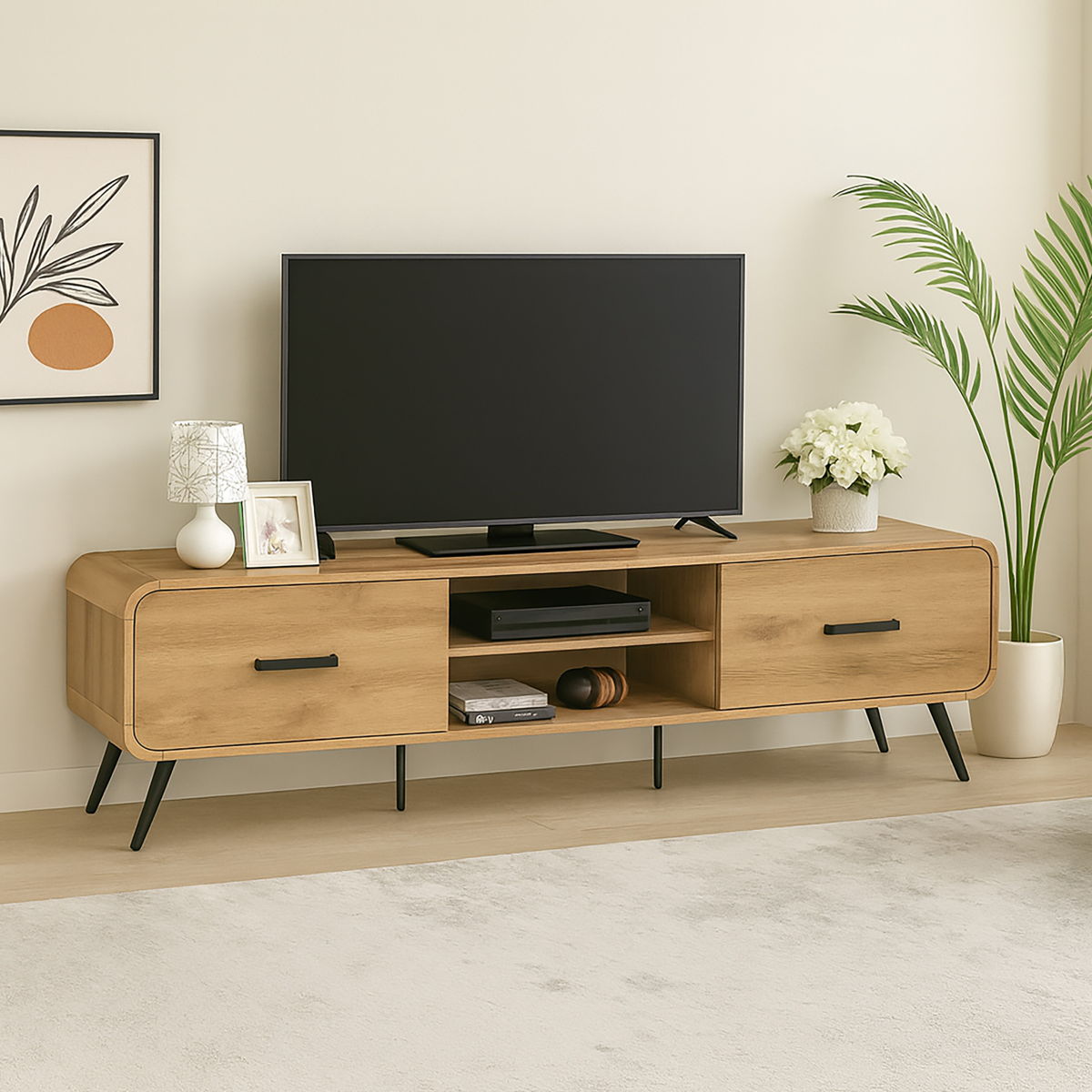 Rowan - 71" Low Profile TV Console - Natural - Image 9