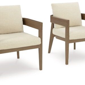 Serene Bay - Arm Chair With Cushion (Set of 2) - Dark Brown / White
