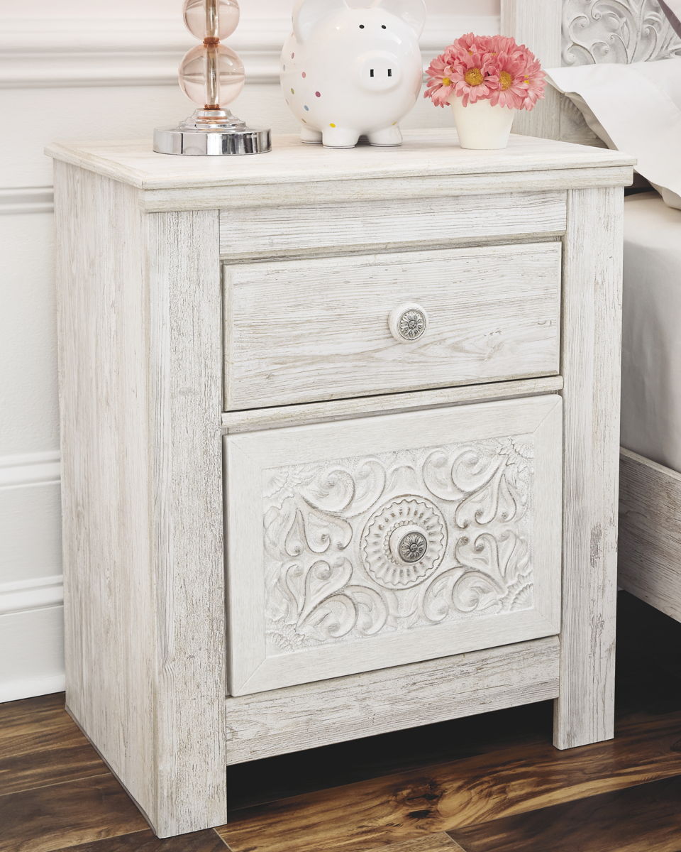 Paxberry - Two Drawer Night Stand - Whitewash - Image 6