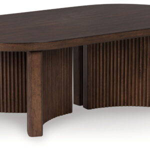 Korestone - Oval Cocktail Table - Dark Brown