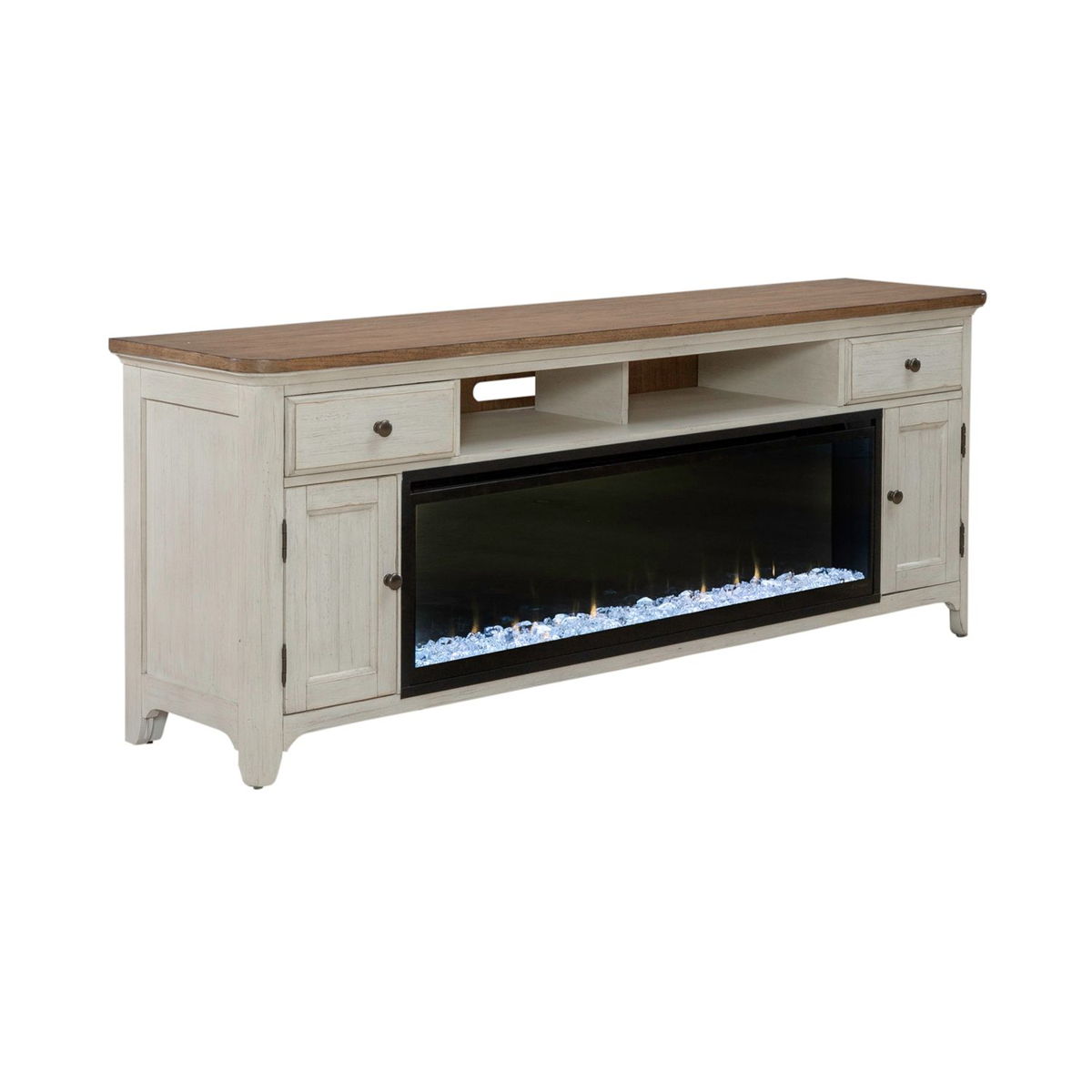 Fireplace TV Consoles - 652 80" Console With Fire FT - White - Image 3