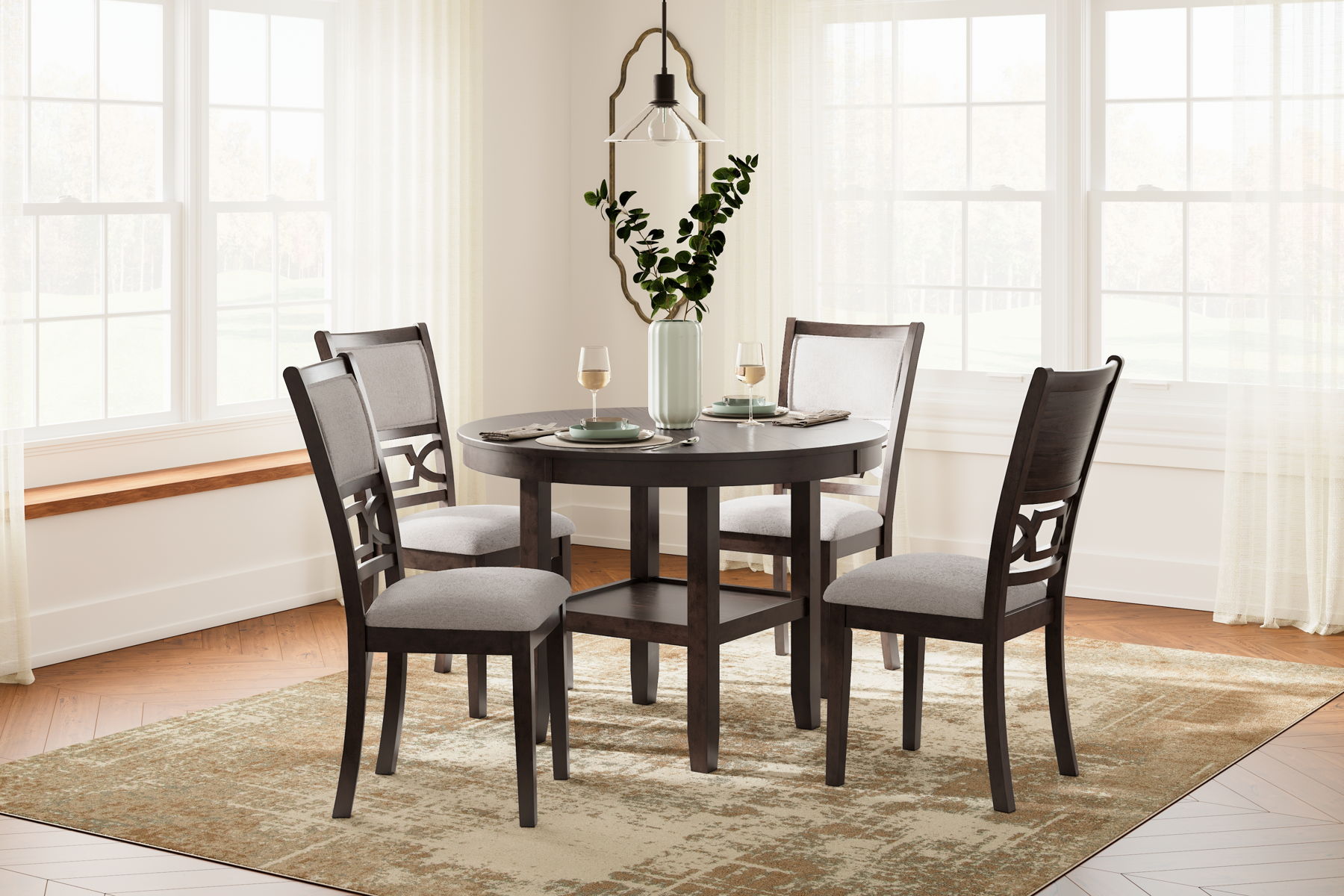 Langwest - Dining Room Table Set (Set of 5) - Brown - Image 5