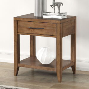 Shaker Lakes - Open Nightstand With Charging Station - Harvest Brown