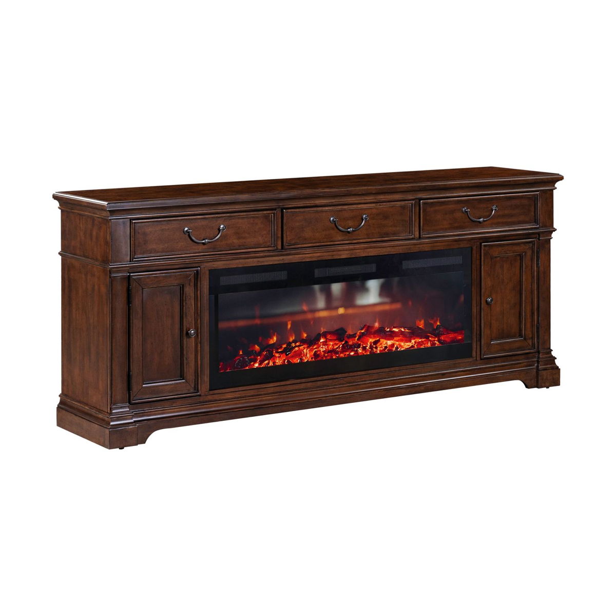 Fireplace TV Consoles - 512 84" Console With Fire FTS - Brown - Image 4