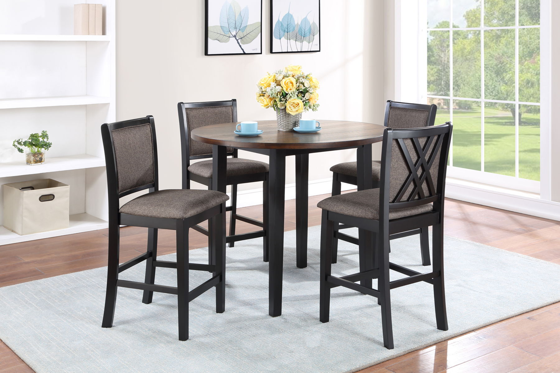 Potomac - 5 Piece Rectangle Dining Set (Table & 4 Chairs) - Brown / Black - Image 9