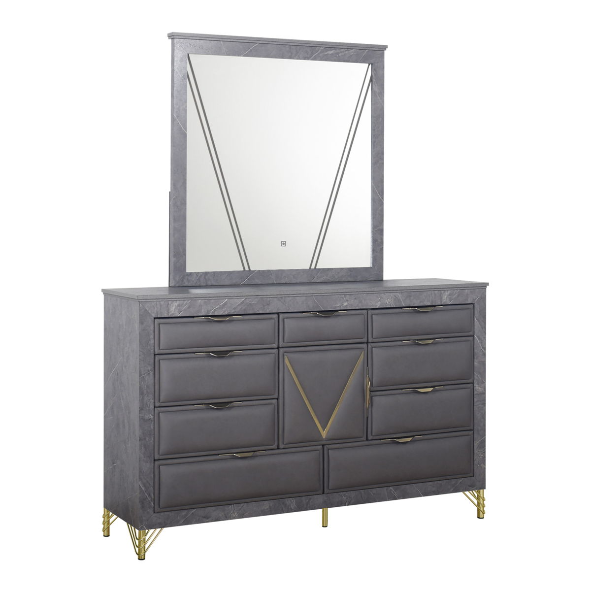 Symmetry - Lighted Mirror - Charcoal