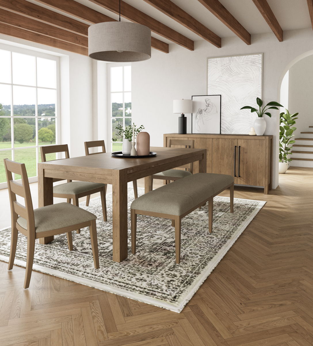 Davie - Rectangular Dining Table - Light Brown - Image 6
