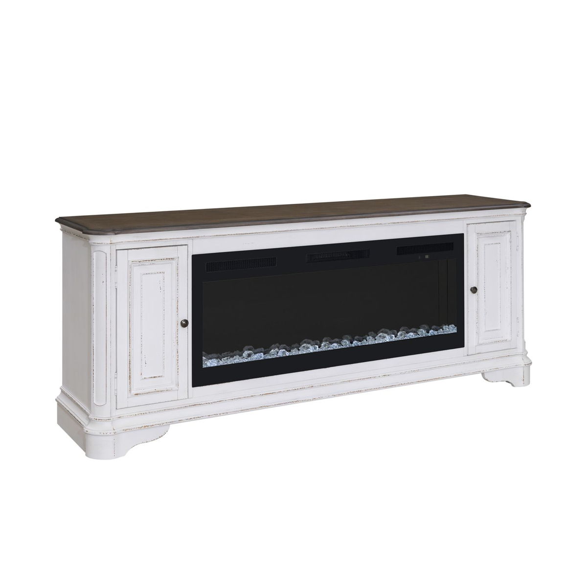 Fireplace TV Consoles - 244 82" Console With Fire FTS - White - Image 6