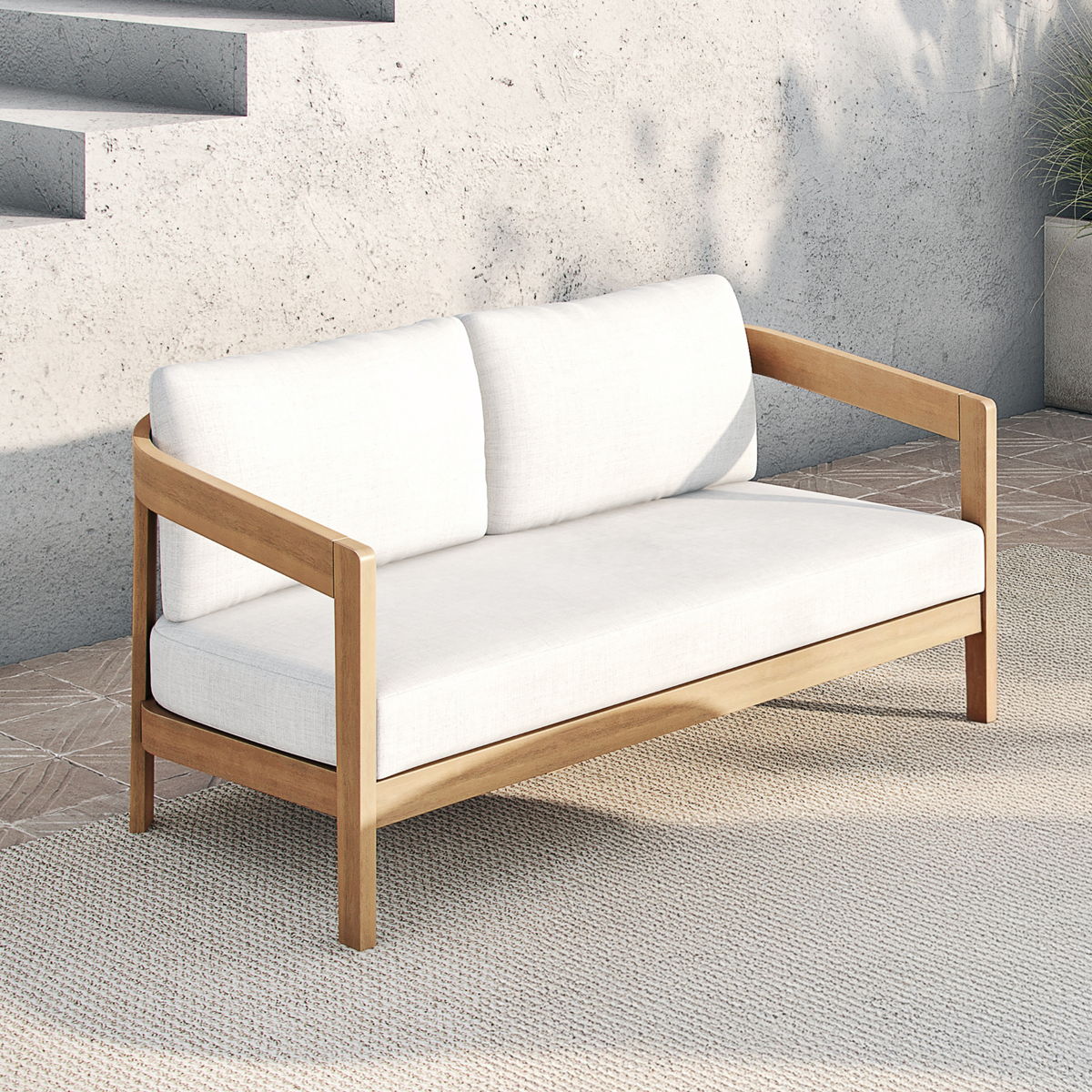 Wesley - Patio Loveseat With Cushions - White - Image 6