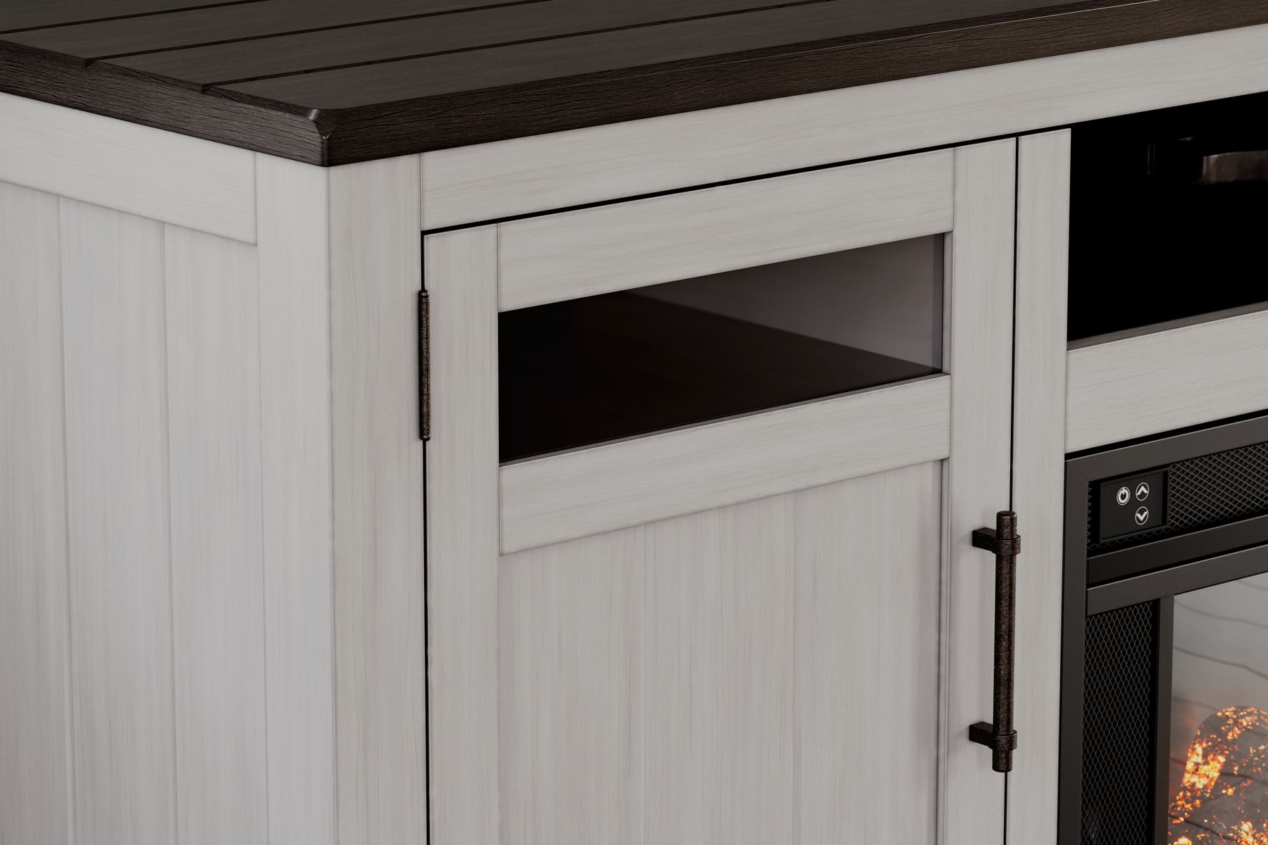 Darborn - 88" TV Stand With Electric Infrared Fireplace Insert - Gray / Brown - Image 6