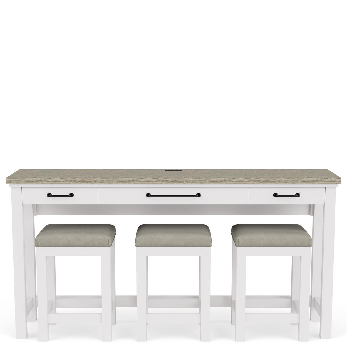 Cora - Workstation (Sofa Table With 3 Stools) - Cloud / Fog - Image 2
